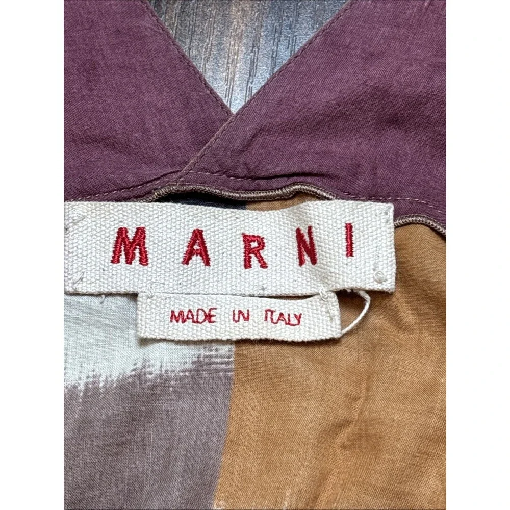 MARNI Abstract Print Poplin Art Dress SIZE IT38 US2/4 Made in Italy 100% Cotton